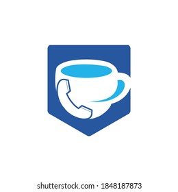 Coffee Call, Vektorlogo Design. Handset und Cup-Symbol.