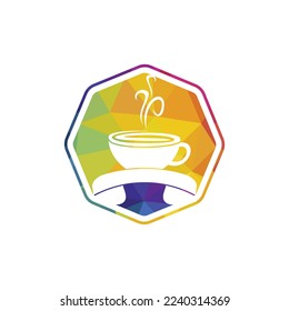 Coffee call vector logo design. Handset and cup icon.