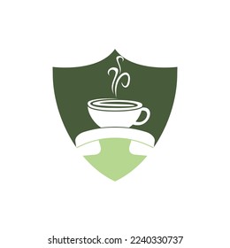 Coffee call vector logo design. Handset and cup icon.