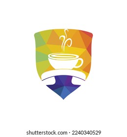 Diseño del logotipo vectorial de la llamada al café. Icono de auricular y taza.