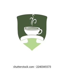 Coffee call vector logo design. Handset and cup icon.