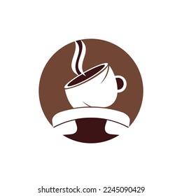 Coffee call vector logo design. Handset and cup icon.