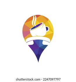 Coffee call vector logo design. Handset and cup icon.