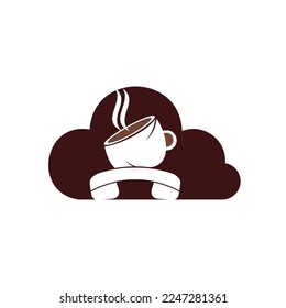 Coffee call vector logo design. Handset and cup icon.
