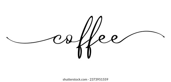 Coffee - calligraphic inscription with smooth lines. Minimalistic hand lettering vector illustration