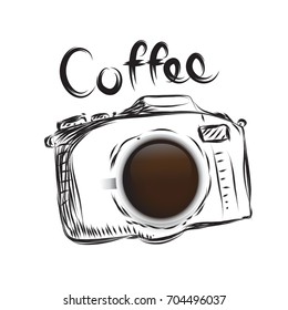 coffee camera business drawn icon symbol vector idea isolated