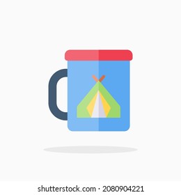 Coffee Camp icon. Flat Color style.