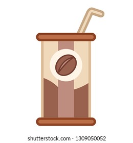 Coffee can with straw vector illustration in line color design