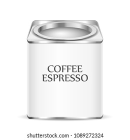 Coffee canister on a white background. Vector illustration.