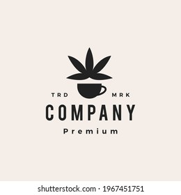 coffee cannabis hipster vintage logo vector icon illustration