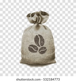 Coffee canvas bag on a transparent background.