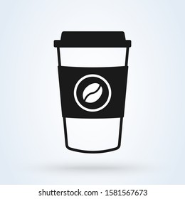 coffee cap and cup. Simple vector modern icon design illustration.