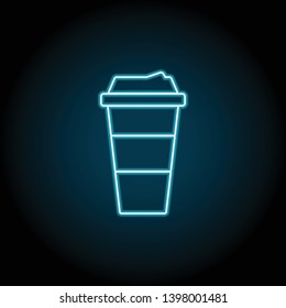 coffee, cappuccino, drink neon icon. Simple thin line, outline vector of Food icons for UI and UX, website or mobile application on dark blue gradient background