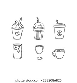 coffee cappuccino hand drawn doodle illustrations vector set