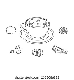 coffee cappuccino hand drawn doodle illustrations vector set