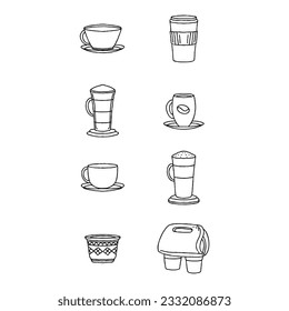 coffee cappuccino hand drawn doodle illustrations vector set