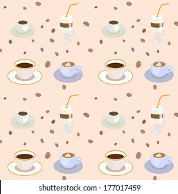 coffee cappuccino and latte illustration pattern 