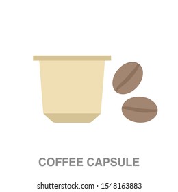 Coffee capsule flat icon on white transparent background. You can be used coffee capsule icon for several purposes.