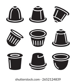 Coffee Capsule Glyph Icons for Baristas and Coffee Lovers
