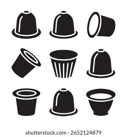 Coffee Capsule Glyph Icons for Baristas and Coffee Lovers
