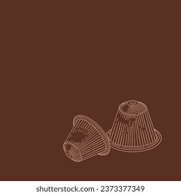 Coffee capsule, hand drawn brown silhouette