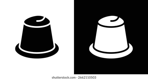 Icono de la cápsula del café en el sistema sólido negro plano del Vector