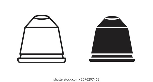 Coffee capsule icon in thin stroke and flat style.
