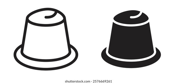 Coffee capsule icons in outline and stroke versions