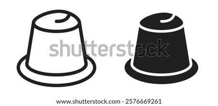 Coffee capsule icons in outline and stroke versions