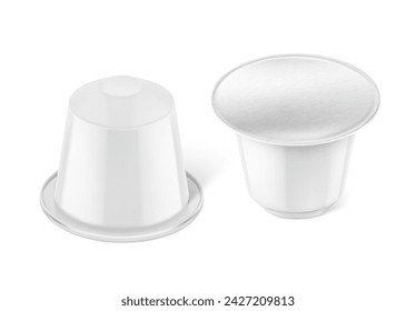 Coffee capsule mockup. Vector illustration on white background. Easy to use for presentation your product, idea, design. EPS10.	