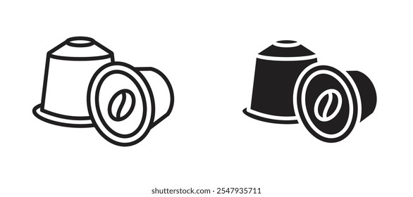 Coffee capsule thin line vector icon.