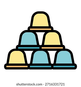 Icono de cápsulas de café. Esquema de las cápsulas de café Vector icono de color plano aislado