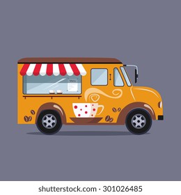 Coffee car on a grey background vector illustration