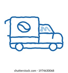 coffee car sketch icon vector. Hand drawn blue doodle line art coffee car sign. isolated symbol illustration