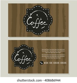 Coffee. Card with calligraphy. Coffee drinks .Cute design of business cards for coffee shop. Vector design