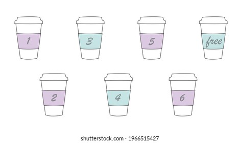 Coffee Card. Free Coffee Card. Simple Outline Drawing. Morning Drink For Breakfast. Coffee Cup