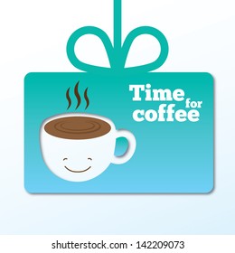 Coffee card with smiley cup of coffee