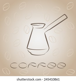 Coffee card template with turk for design, vector EPS8