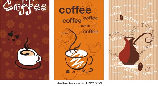 coffee card. three vector banner