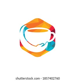 Coffee care vector logo design. Coffee cup and hand icon design.