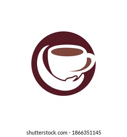 Coffee care vector logo design. Coffee cup and hand icon design.