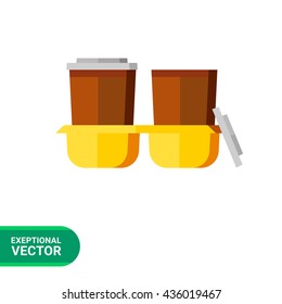 Coffee carrier tray flat icon