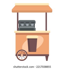 Coffee cart icon cartoon vector. Street market. Cafe shop