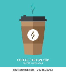 Coffee carton cup vector flat illustration