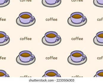 El personaje de la caricatura del café sigue un patrón sin fisuras en el fondo naranja