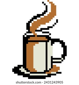 Coffee cartoon icon in pixel style