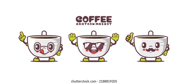 Coffee Cartoon Maskottchen. trinken Sie Vektorgrafik. einzeln auf weißem Hintergrund