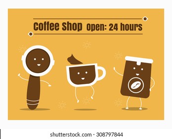 Coffee cartoon set,all about coffee