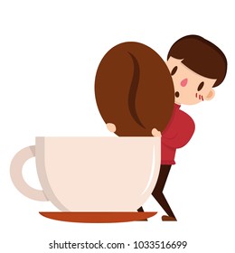 Coffee cartoon vector. Character for coffee vector. free space for text. wallpaper.