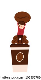 Coffee cartoon vector. Character for coffee vector. free space for text. wallpaper.